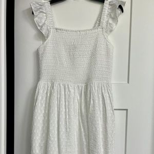 White tiered midi dress